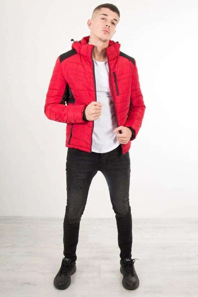 Men RedBlack Quilted Jacket Red Brentiny Paris Parkas And Down Jackets