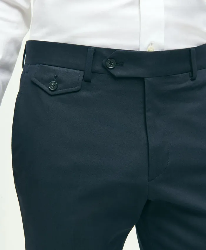Men Regent Fit Stretch Cotton Suit Trousers Navy Brooks Brothers Suits