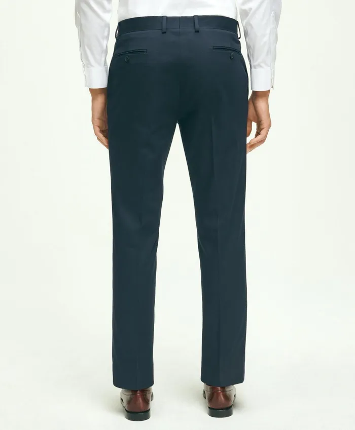 Men Regent Fit Stretch Cotton Suit Trousers Navy Brooks Brothers Suits