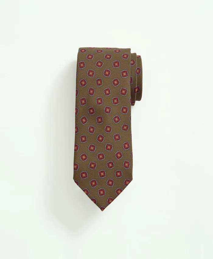Men Silk Geo Tie Green Brooks Brothers Ties and Pocket Squares