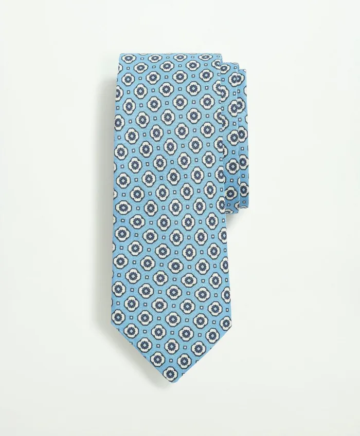 Men Silk Linen Jacquard Dot Tie Light Blue Brooks Brothers Ties and Pocket Squares