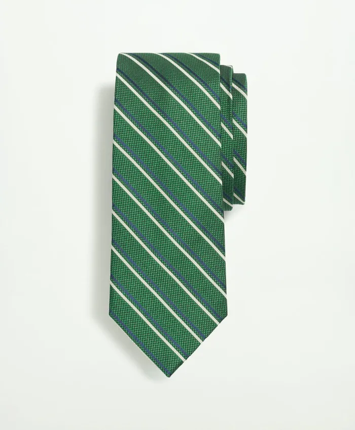 Men Silk Striped Tie Green Brooks Brothers Ties and Pocket Squares