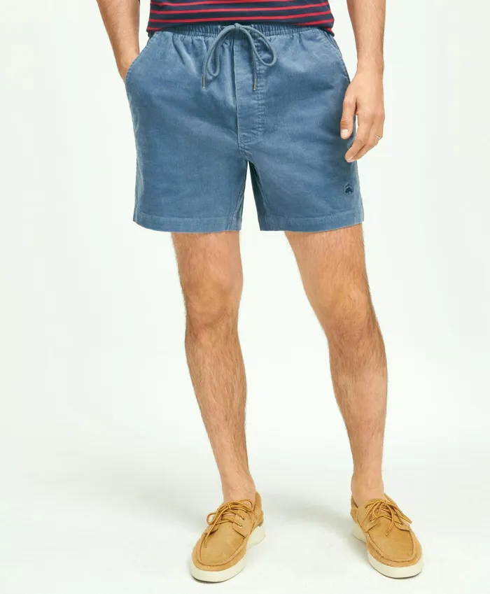 Men Stretch Cotton Drawstring Friday 15Wale Corduroy Shorts Blue Brooks Brothers Shorts and Swimwear