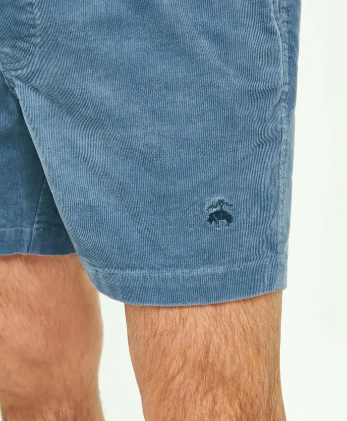 Men Stretch Cotton Drawstring Friday 15Wale Corduroy Shorts Blue Brooks Brothers Shorts and Swimwear