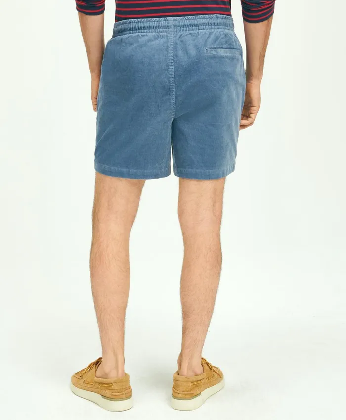 Men Stretch Cotton Drawstring Friday 15Wale Corduroy Shorts Blue Brooks Brothers Shorts and Swimwear