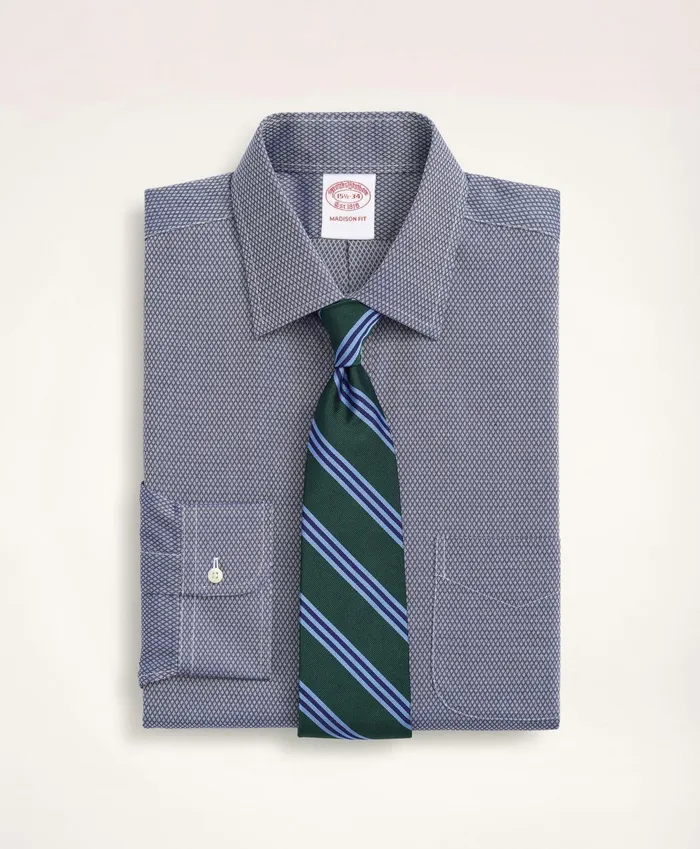 Men Stretch Madison RelaxedFit Dress Shirt NonIron Dobby Ainsley Collar Diamond Navy Brooks Brothers Dress Shirts Men Stretch Madison RelaxedFit Dress Shirt NonIron Dobby Ainsley Collar Diamond Navy Brooks Brothers Dress Shirts