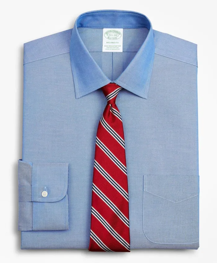 Men Stretch Milano SlimFit Dress Shirt NonIron Pinpoint Ainsley Collar Blue Brooks Brothers Dress Shirts Men Stretch Milano SlimFit Dress Shirt NonIron Pinpoint Ainsley Collar Blue Brooks Brothers Dress Shirts