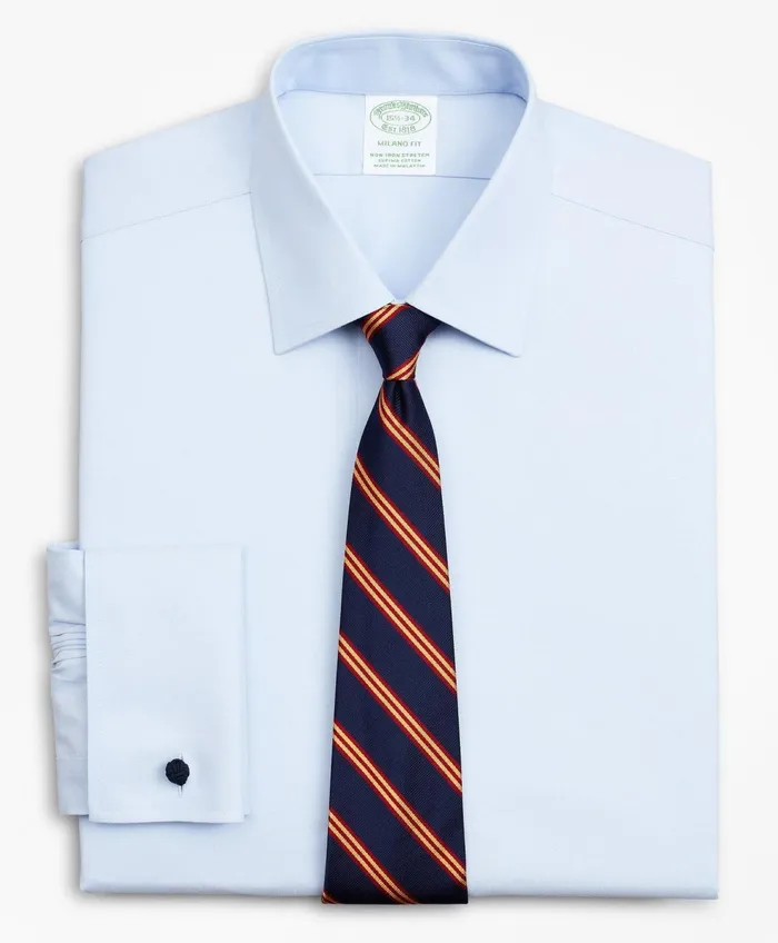 Men Stretch Milano Slim Fit Dress Shirt NonIron Pinpoint Ainsley Collar French Cuff Light Blue Brooks Brothers Dress Shirts Men Stretch Milano Slim Fit Dress Shirt NonIron Pinpoint Ainsley Collar French Cuff Light Blue Brooks Brothers Dress Shirts