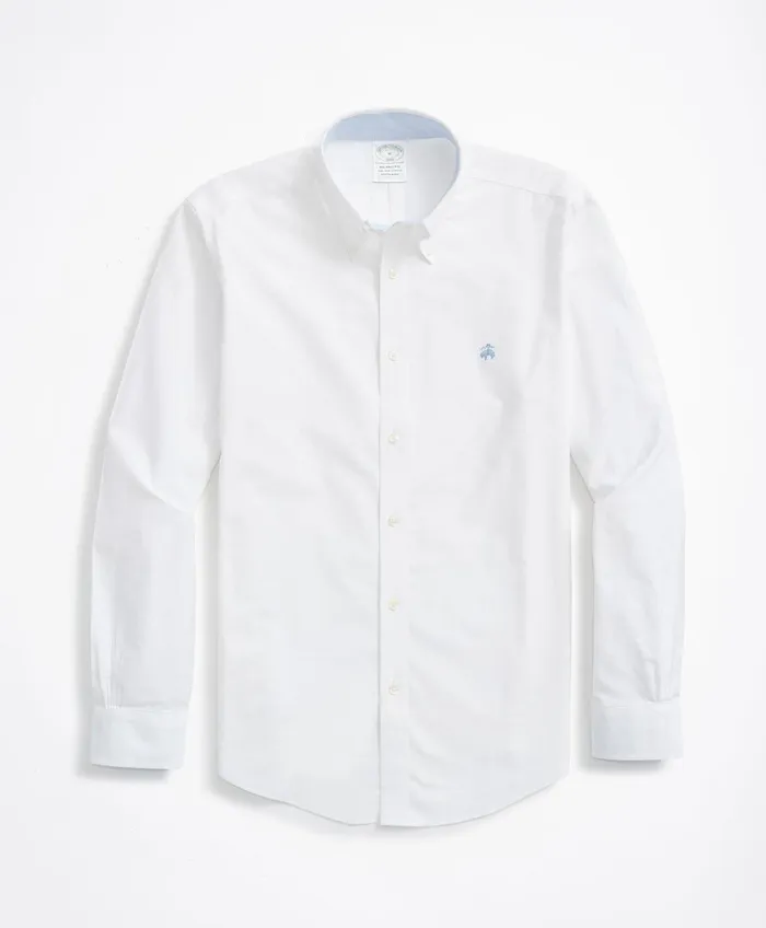 Men Stretch Milano SlimFit Sport Shirt NonIron Oxford White Brooks Brothers Sport Shirts