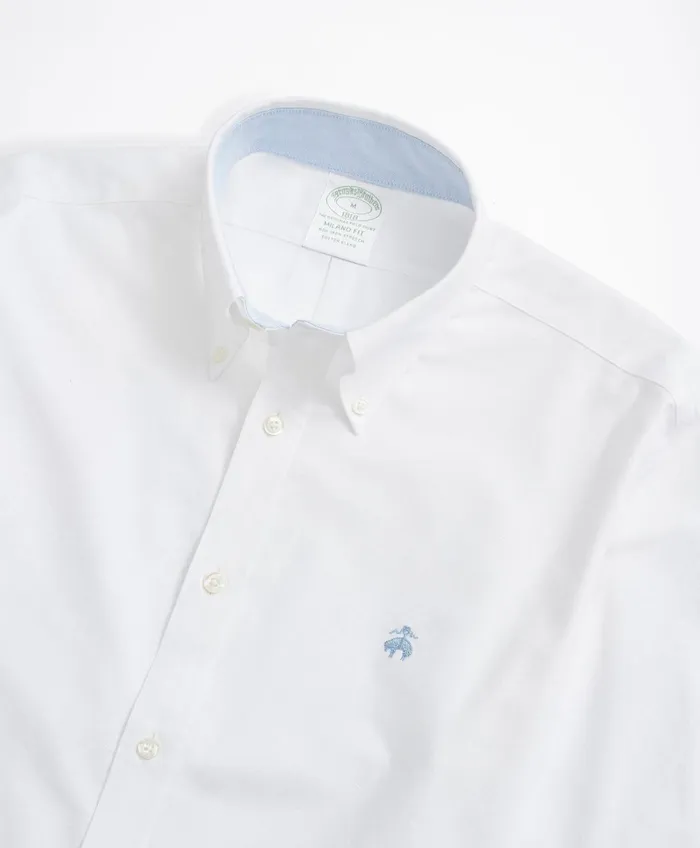 Men Stretch Milano SlimFit Sport Shirt NonIron Oxford White Brooks Brothers Sport Shirts