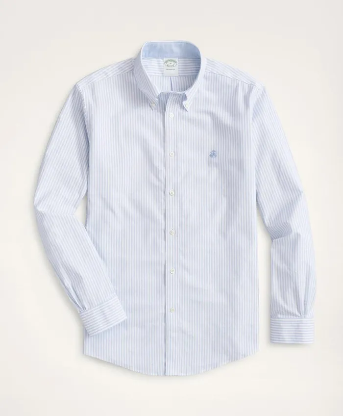 Men Stretch NonIron Oxford ButtonDown Collar Bengal Stripe Sport Shirt Blue Brooks Brothers Sport Shirts Men Stretch NonIron Oxford ButtonDown Collar Bengal Stripe Sport Shirt Blue Brooks Brothers Sport Shirts