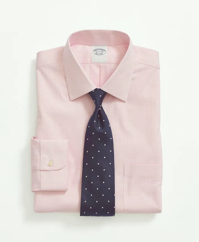 Men Stretch Supima Cotton NonIron Pinpoint Oxford Ainsley Collar Gingham Dress Shirt Pink Brooks Brothers Dress Shirts Men Stretch Supima Cotton NonIron Pinpoint Oxford Ainsley Collar Gingham Dress Shirt Pink Brooks Brothers Dress Shirts