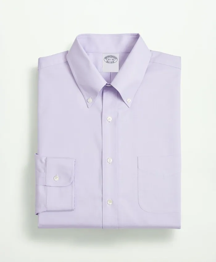 Men Stretch Supima Cotton NonIron Pinpoint Oxford ButtonDown Collar Dress Shirt Lavender Brooks Brothers Dress Shirts