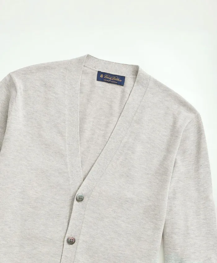 Men Supima Cotton ButtonFront Cardigan Grey Heather Brooks Brothers Sweaters