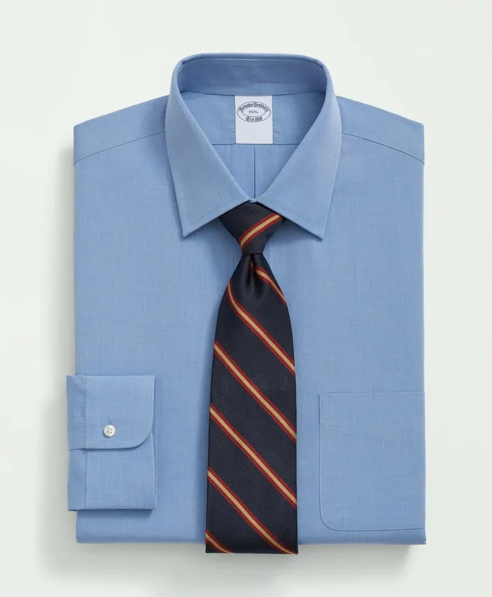 Men Supima Cotton Poplin Ainsley Collar Dress Shirt Blue Brooks Brothers Dress Shirts