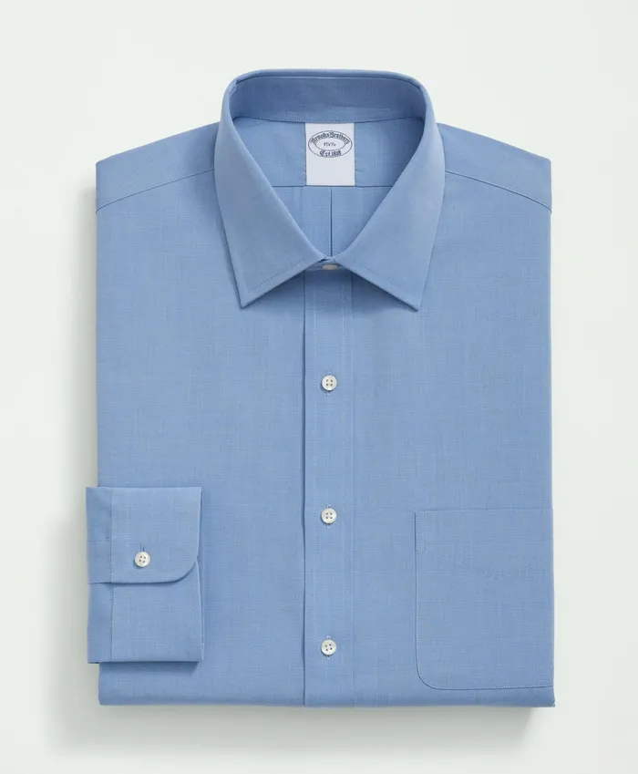 Men Supima Cotton Poplin Ainsley Collar Dress Shirt Blue Brooks Brothers Dress Shirts