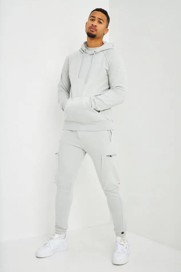Men Sweat Capuche Basic Gris Clair Grey Brentiny Paris Sweatshirts and Pullovers