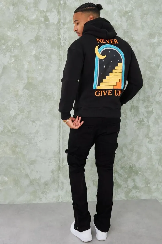 Men Sweat Noir Capuche 034Never Give Up 034 Black Brentiny Paris Sweatshirts and Pullovers Men Sweat Noir Capuche 034Never Give Up 034 Black Brentiny Paris Sweatshirts and Pullovers