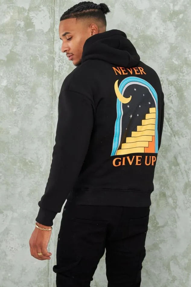 Men Sweat Noir Capuche 034Never Give Up 034 Black Brentiny Paris Sweatshirts and Pullovers Men Sweat Noir Capuche 034Never Give Up 034 Black Brentiny Paris Sweatshirts and Pullovers
