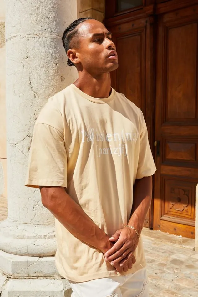 Men TShirt Beige 034ParisienNe 034 Beige Brentiny Paris TShirts