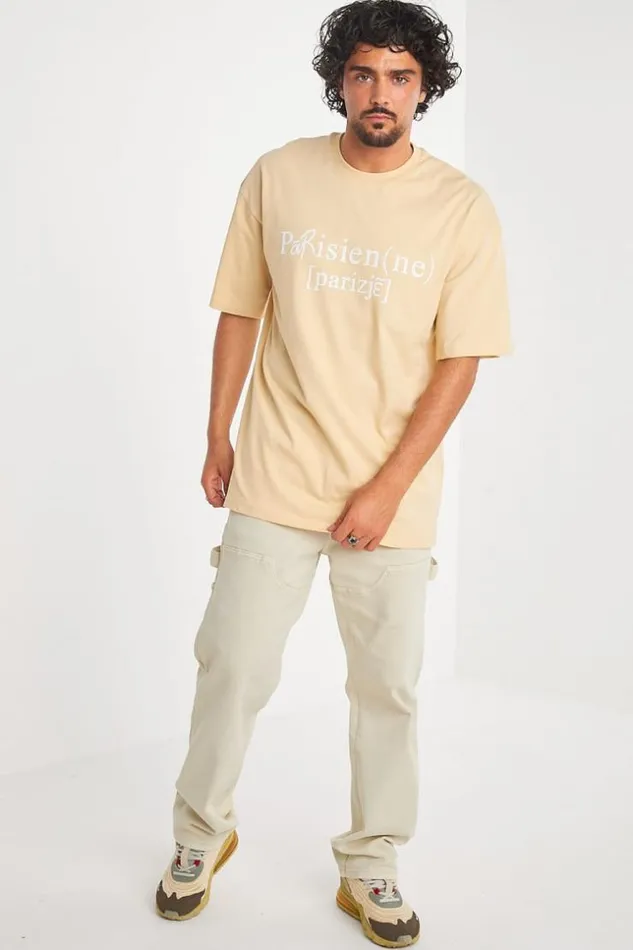 Men TShirt Beige 034ParisienNe 034 Beige Brentiny Paris TShirts