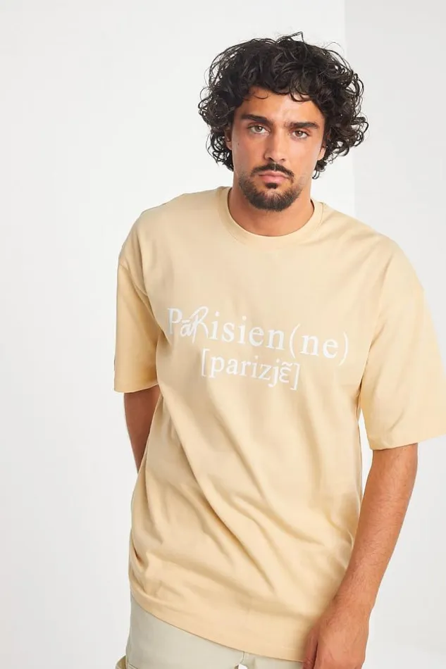 Men TShirt Beige 034ParisienNe 034 Beige Brentiny Paris TShirts