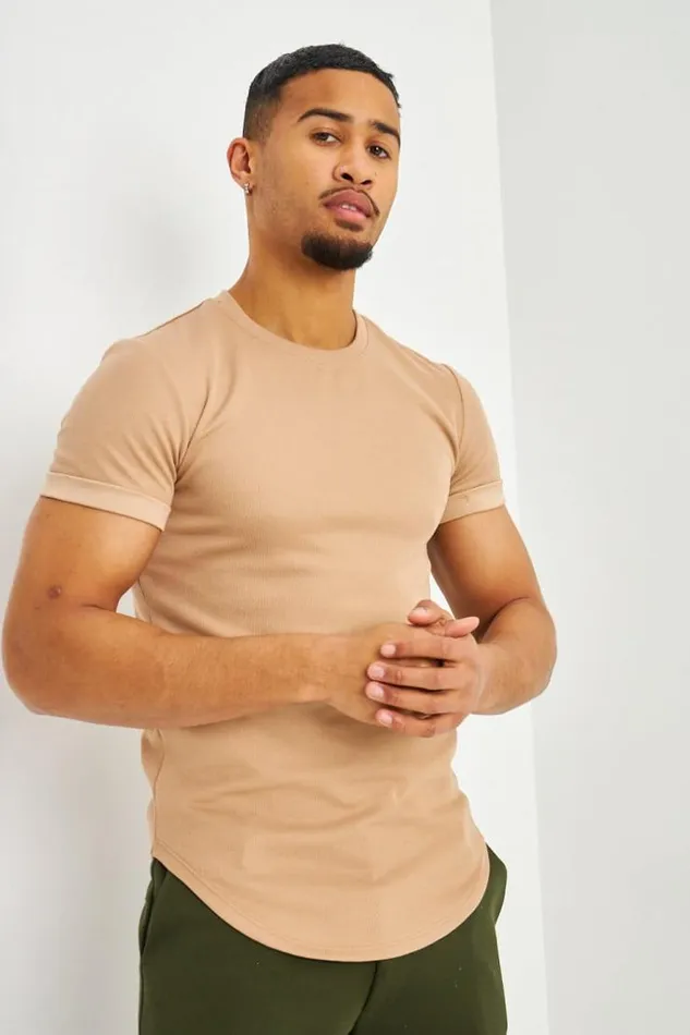 Men TShirt Ctel Beige Fonc Manches Courtes Revers Darkbeige Brentiny Paris TShirts