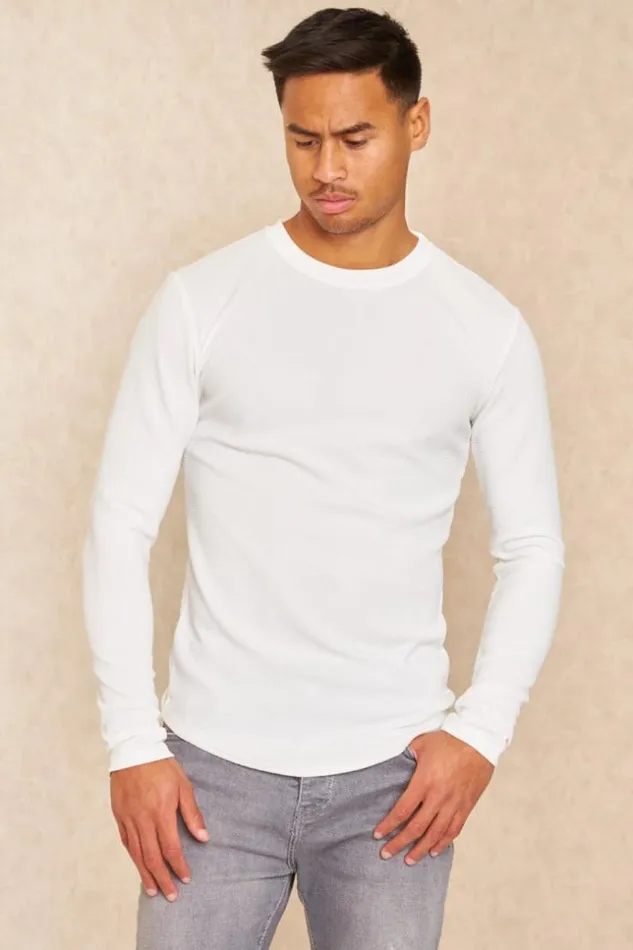 Men TShirt Manches Longues Textur Blanc White Brentiny Paris TShirts
