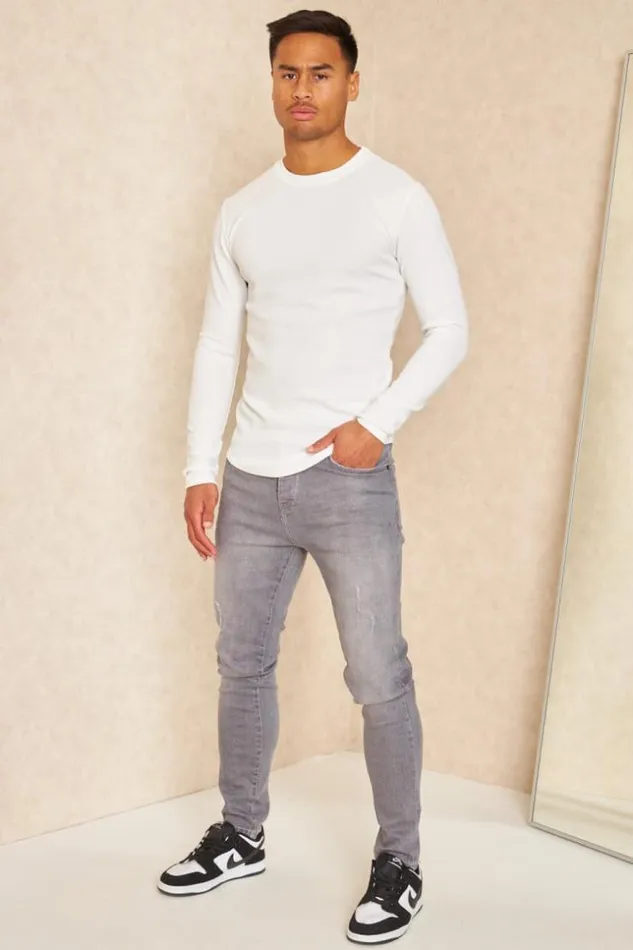 Men TShirt Manches Longues Textur Blanc White Brentiny Paris TShirts
