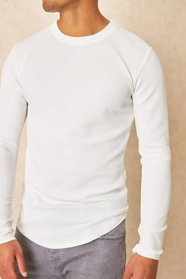 Men TShirt Manches Longues Textur Blanc White Brentiny Paris TShirts
