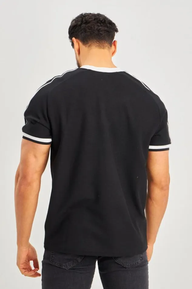 Men TShirt Noir Col Blanc Black Brentiny Paris TShirts