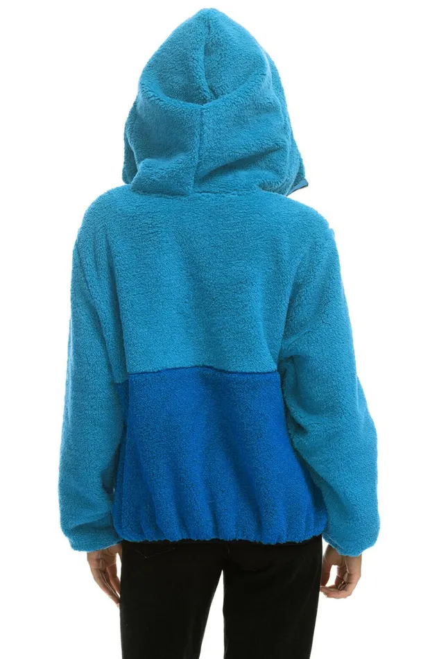 Men TEDDY UNISEX HOODED HALF ZIP COLOR BLOCK JACKET 8211 OCEAN Aviator Nation Outerwear Men TEDDY UNISEX HOODED HALF ZIP COLOR BLOCK JACKET 8211 OCEAN Aviator Nation Outerwear