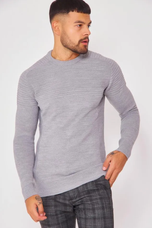 Men Textured Knit Jumper With Crew Neck In Grey Grey Brentiny Paris Sweatshirts and Pullovers Men Textured Knit Jumper With Crew Neck In Grey Grey Brentiny Paris Sweatshirts and Pullovers