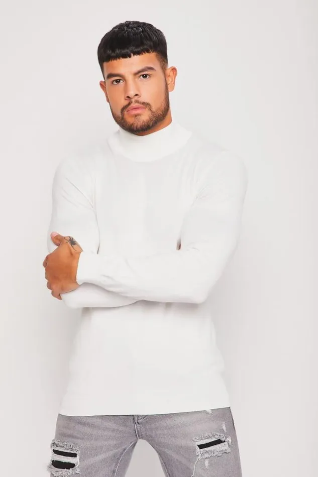 Men Thin White Sweater White Brentiny Paris Sweatshirts and Pullovers