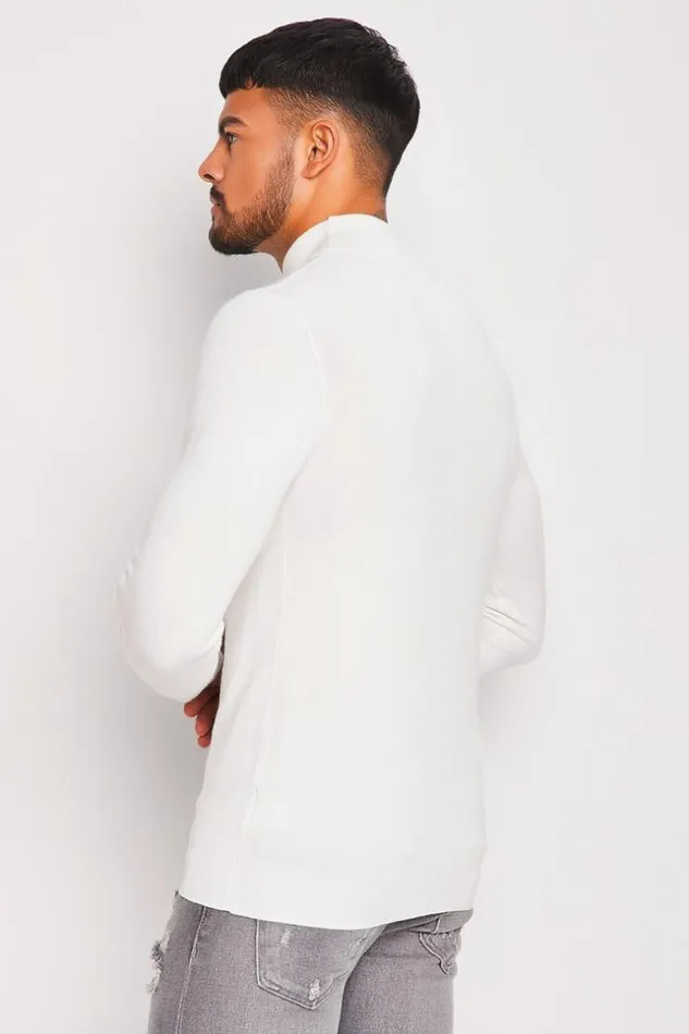 Men Thin White Sweater White Brentiny Paris Sweatshirts and Pullovers