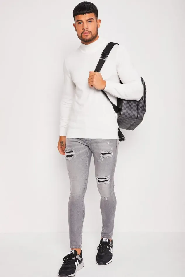 Men Thin White Sweater White Brentiny Paris Sweatshirts and Pullovers