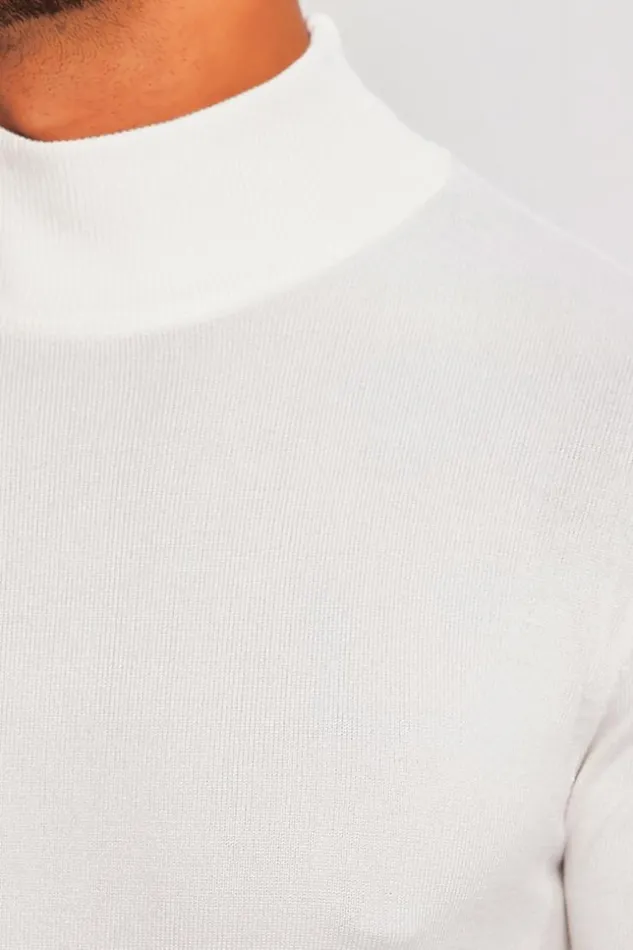 Men Thin White Sweater White Brentiny Paris Sweatshirts and Pullovers
