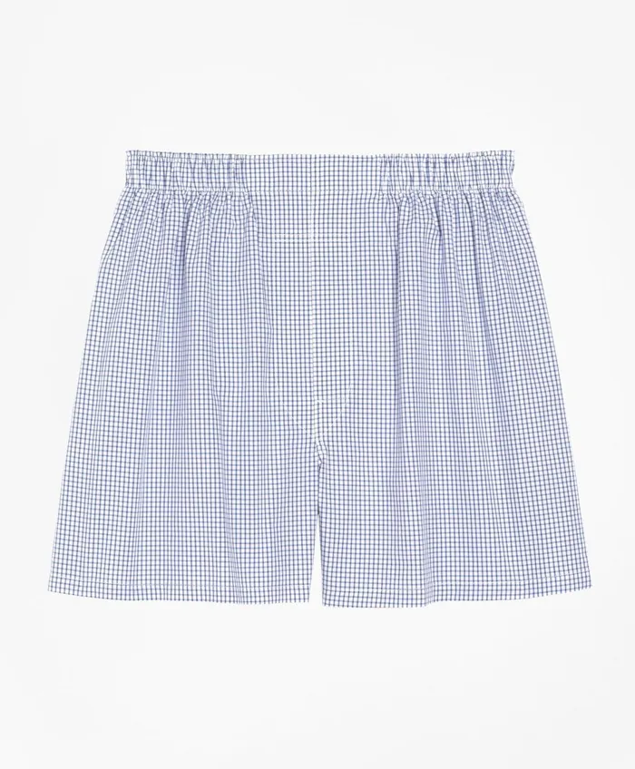 Men Traditional Fit Small Check Boxers Navy Brooks Brothers Underwear