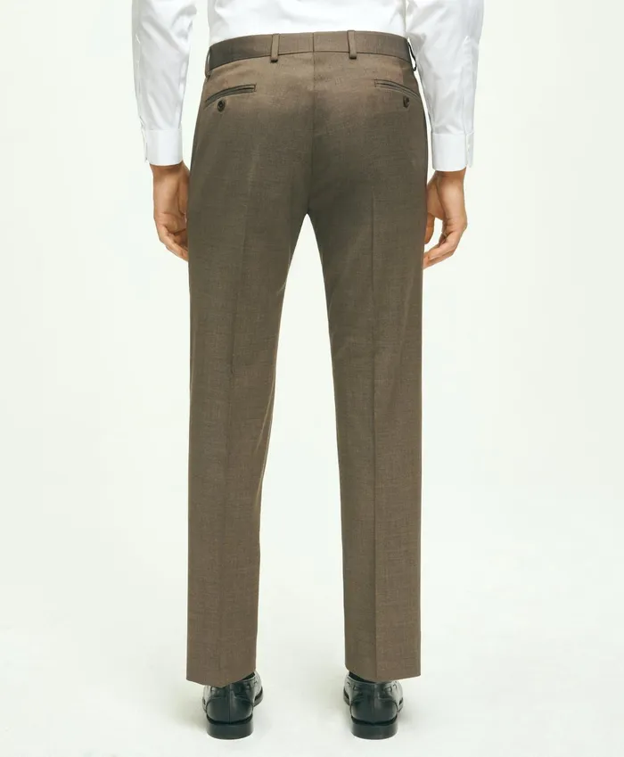 Men Traditional Fit Wool 1818 Dress Pants Brown Brooks Brothers Dress Pants