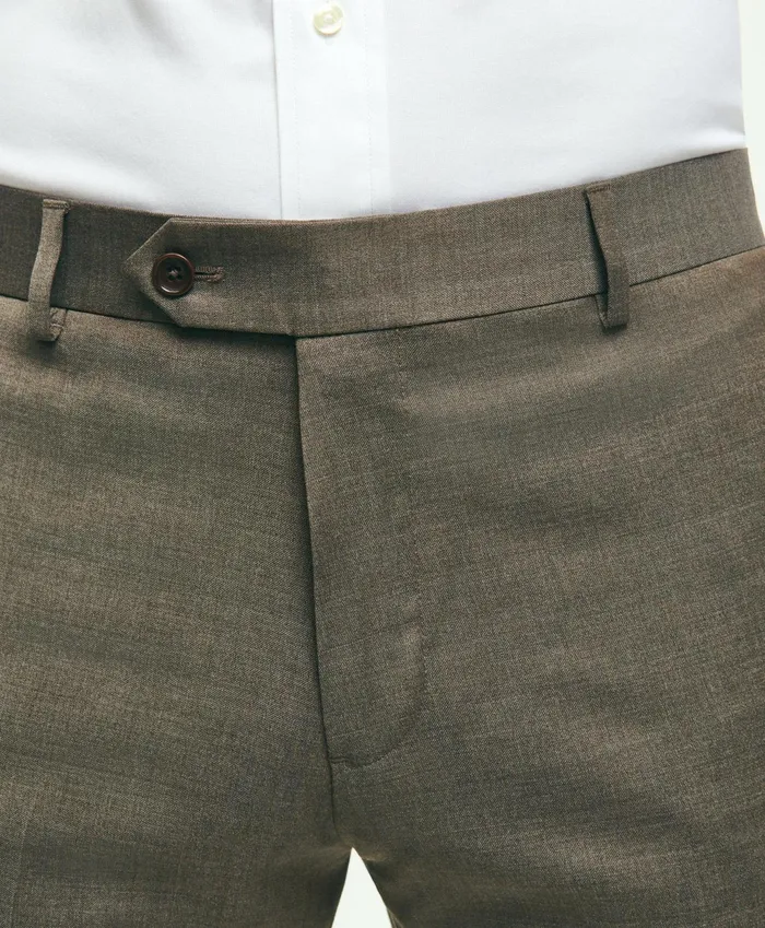 Men Traditional Fit Wool 1818 Dress Pants Brown Brooks Brothers Dress Pants