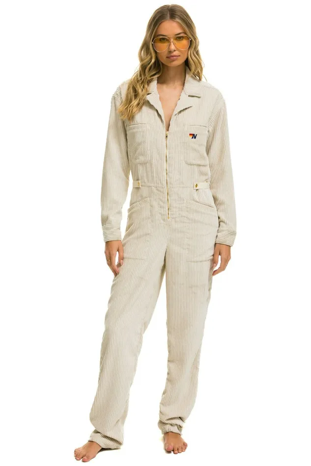 Men UNISEX CORDUROY FLIGHT SUIT 8211 VINTAGE WHITE Aviator Nation Outerwear