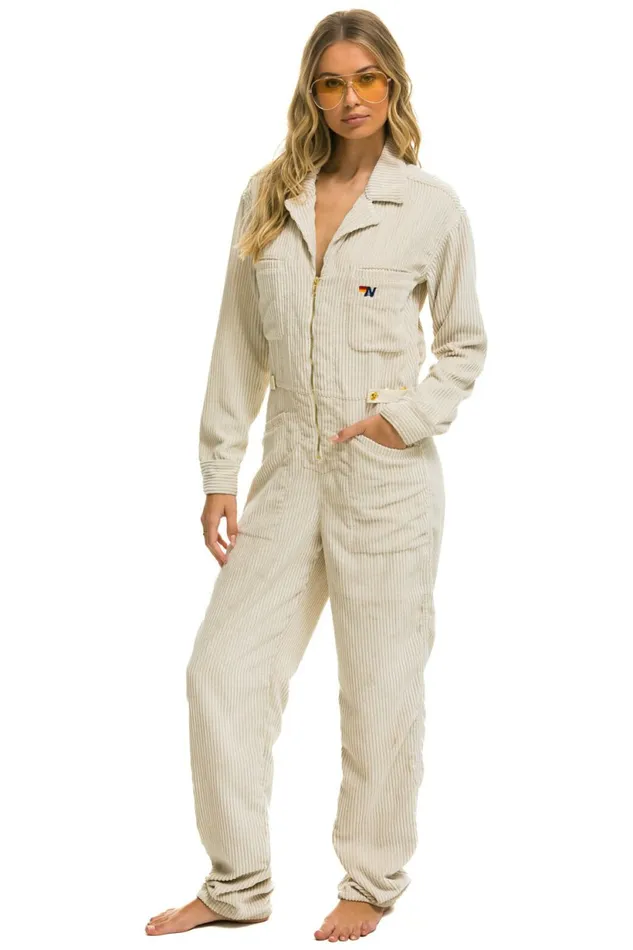 Men UNISEX CORDUROY FLIGHT SUIT 8211 VINTAGE WHITE Aviator Nation Outerwear Men UNISEX CORDUROY FLIGHT SUIT 8211 VINTAGE WHITE Aviator Nation Outerwear