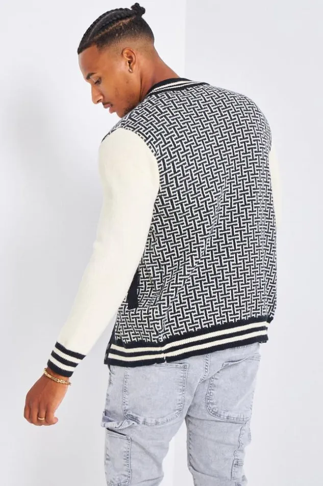 Men Veste Noire En Laine Motif Grec Black Brentiny Paris Jackets