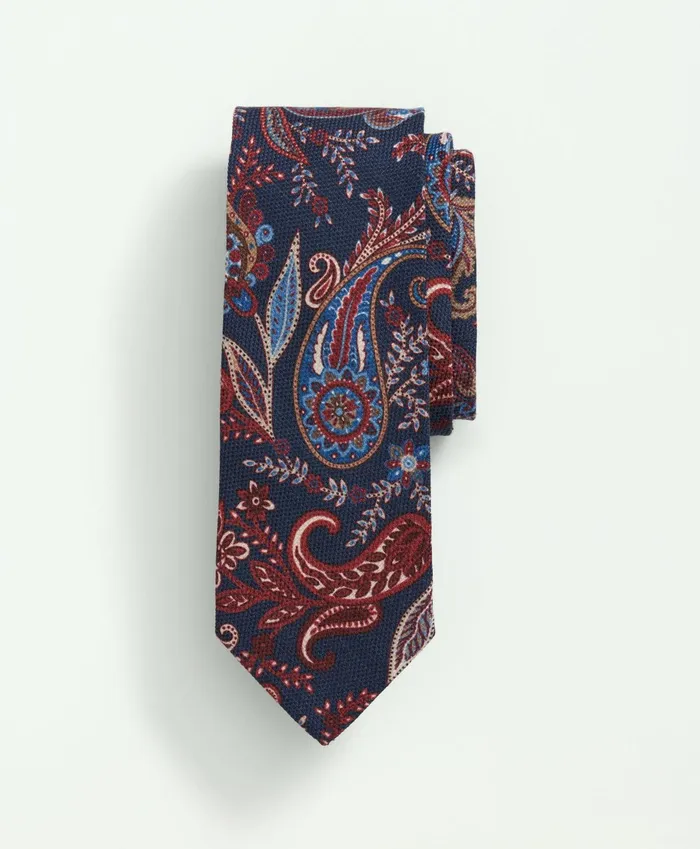 Men Wool Silk Bold Paisley Tie Bluered Brooks Brothers Ties and Pocket Squares