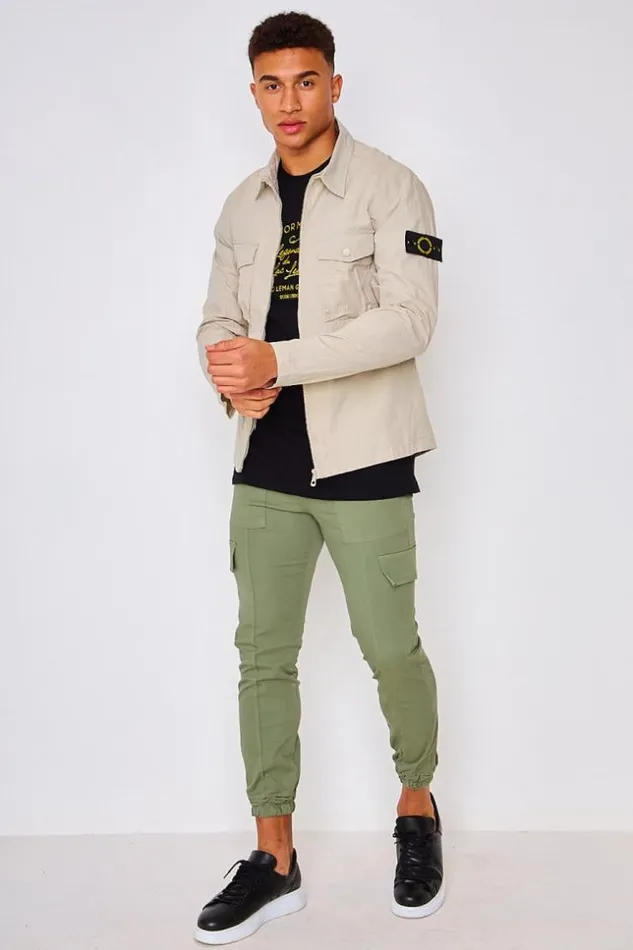 Men Zipped Overshirt In Beige Beige Brentiny Paris Shirts