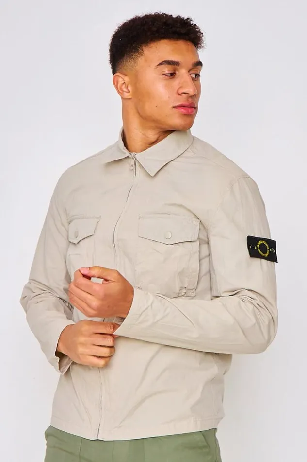 Men Zipped Overshirt In Beige Beige Brentiny Paris Shirts