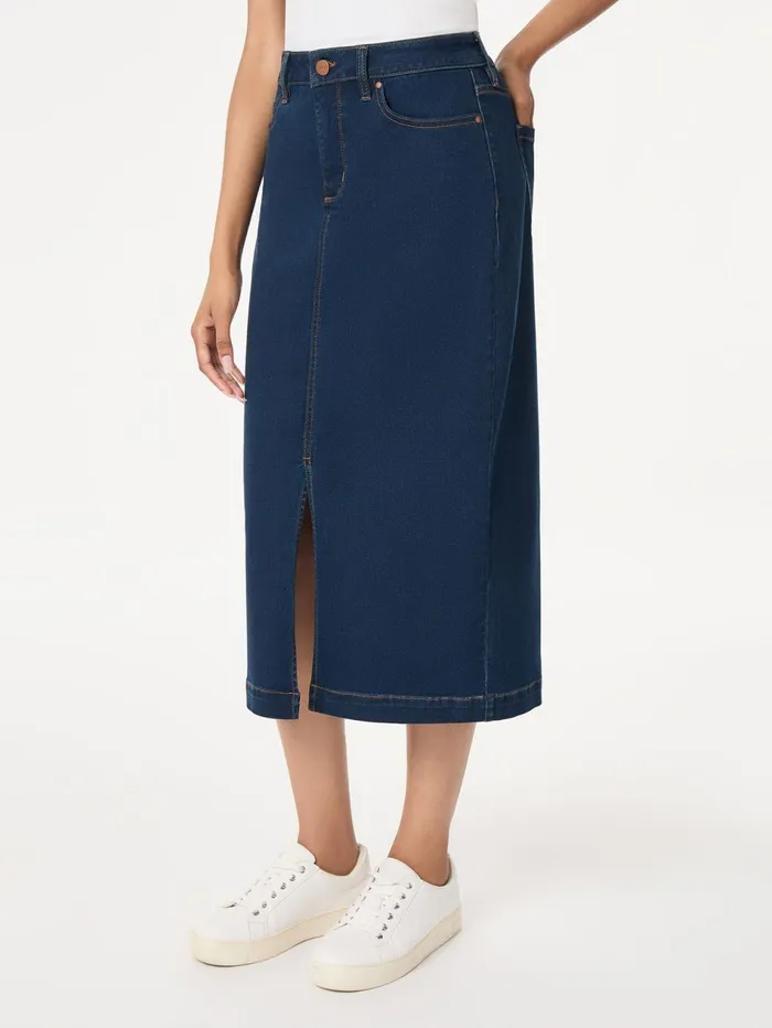 Midi Denim Front Slit Skirt West Point Wash Women Jones New York Pants and Skirts Midi Denim Front Slit Skirt West Point Wash Women Jones New York Pants and Skirts