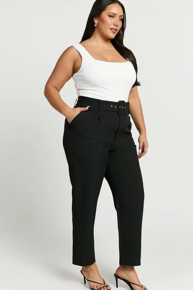 Milica Trousers 8211 Belted High Waisted Trousers In Black Women Showpo Pants