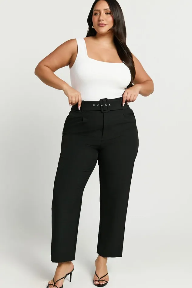 Milica Trousers 8211 Belted High Waisted Trousers In Black Women Showpo Pants