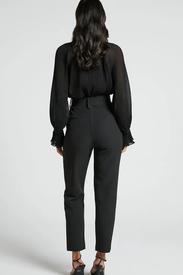 Milica Trousers 8211 Belted High Waisted Trousers In Black Women Showpo Pants